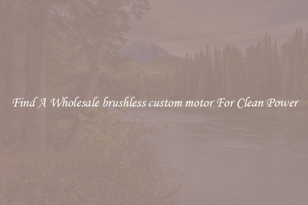 Find A Wholesale brushless custom motor For Clean Power