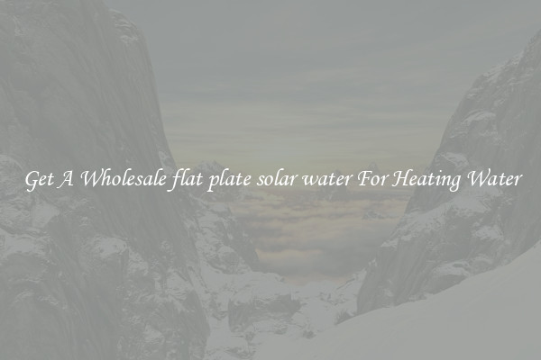 Get A Wholesale flat plate solar water For Heating Water