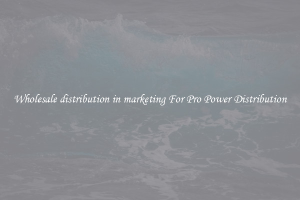 Wholesale distribution in marketing For Pro Power Distribution